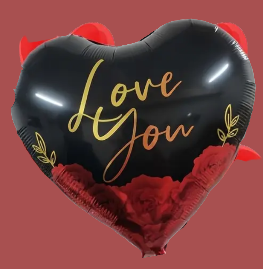 Black, Red and Gold 18 inch Love You