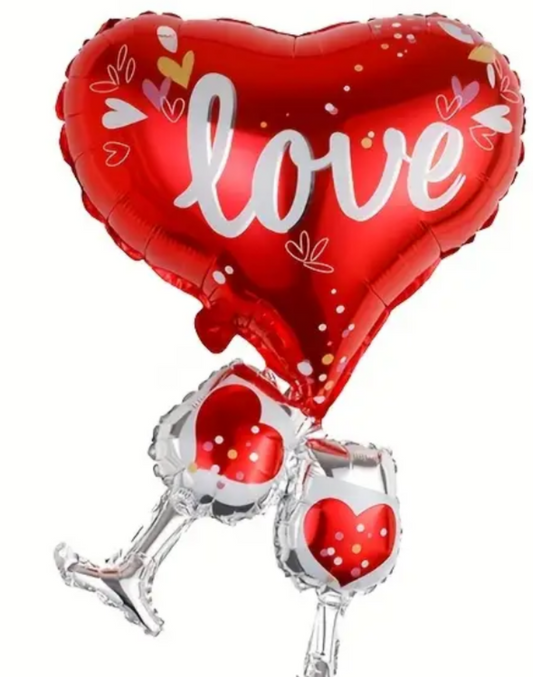Love, hearts and wine balloon.
