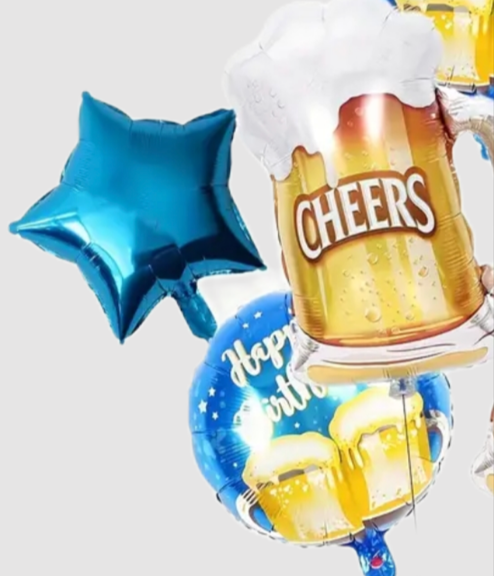 Blue Cheers Beer 6 piece Balloon Bouquet