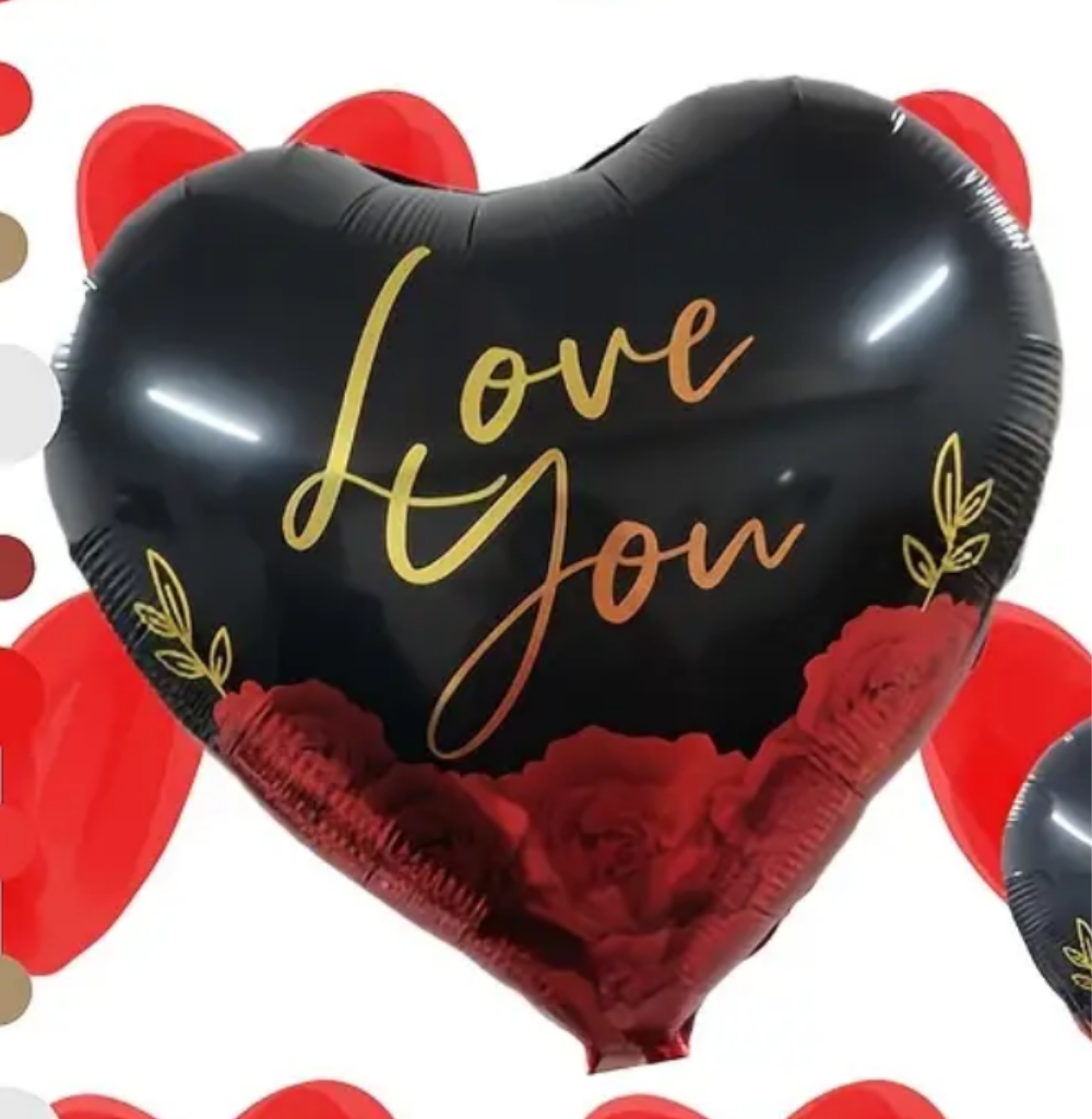 Black, Red and Gold 18 inch Love You
