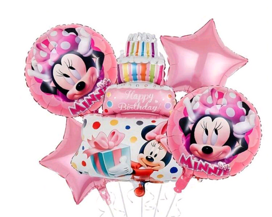 Pink and White Happy Birthday Balloon Bouquet.