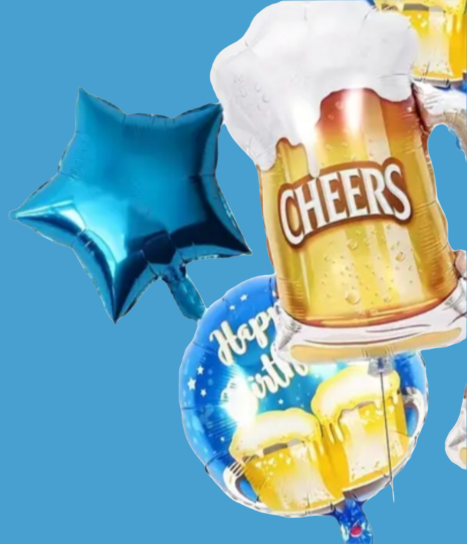 Blue Cheers Beer 6 piece Balloon Bouquet