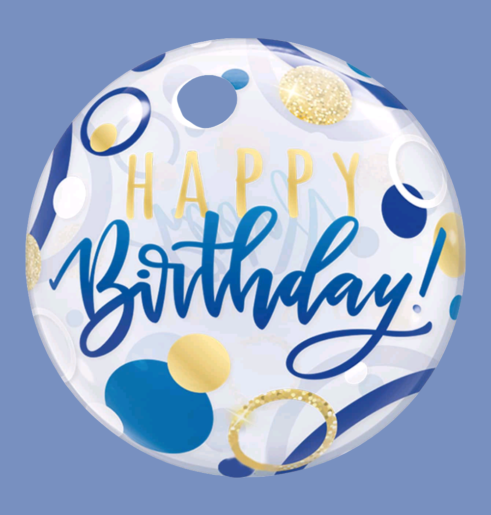 18 inch Clear Pink/ Blue and gold Balloon!