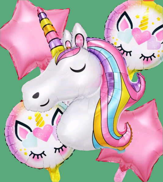 Unicorn Pink 5 piece Balloon Bouquet