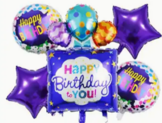Happy Birthday Purple 5 piece Balloon Bouquet
