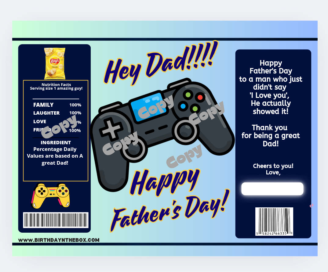 Personalized Snack Bag card!