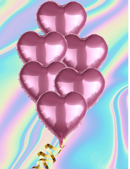 Half a dozen pink Heart Balloons!