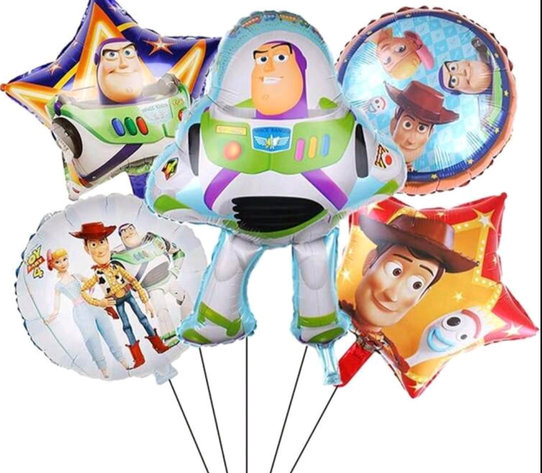 5 Piece themed  Buzz Toys balloon Bouquet