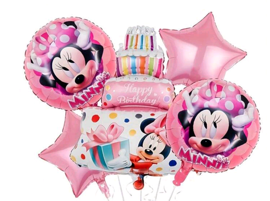 Pink Girl mouse Balloon 5 piece Balloon Bouquet
