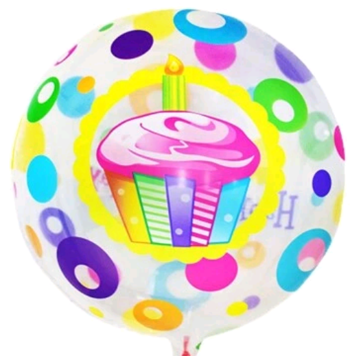 Cupcake Clear Birthday Balloon